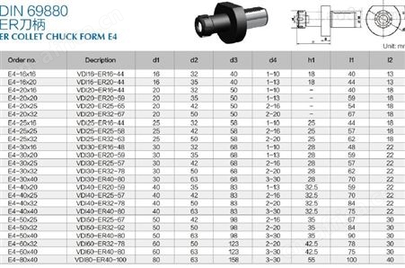 DIN69880鼎力数控机床车床铣床ER刀柄OZ筒夹刀柄刀把加工中心刀具VDI16-ER16-44