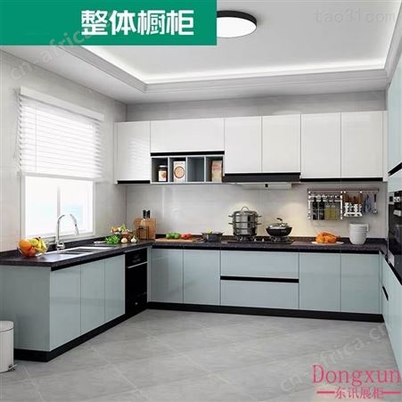 家居整体橱柜定制橱柜小户型橱柜门家用台面石英石现代简约开放式厨房设计定做橱柜厂家
