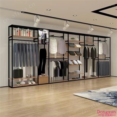 高档服装店展示架男装货架落地式陈列柜品牌商场男士店铺落地式陈列柜定制展柜厂