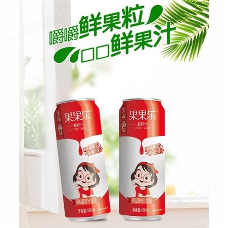 荔枝果粒果汁饮品490ml易拉罐装嚼果汁夏季饮品