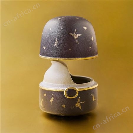 万仟堂 不倒翁快客杯 旅行茶具套装 仙鹤手工描金 一壶一杯