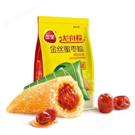 三全粽子龙舟粽蜜枣豆沙八宝甜粽猪肉粽蛋黄肉粽端午100g*2个