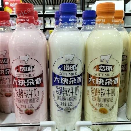 大块朵昔发酵软牛奶味原味（椰果）乳酸菌网红饮品箱装1.25L招商