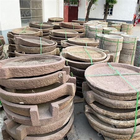 花岗岩仿古石雕石磨盘 公园庭院做旧工艺品摆件 自然纹理