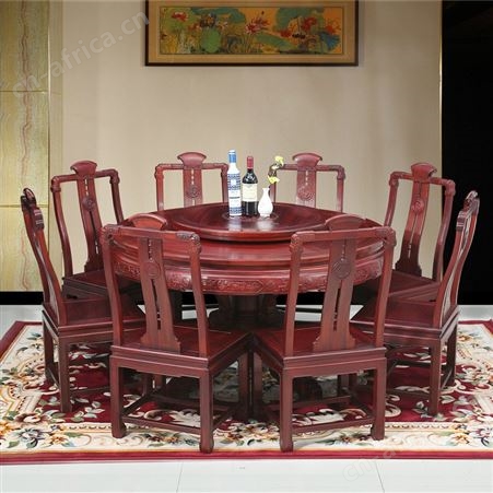 仿明清古典红木红花梨家具中国韵餐台一桌六椅七件套