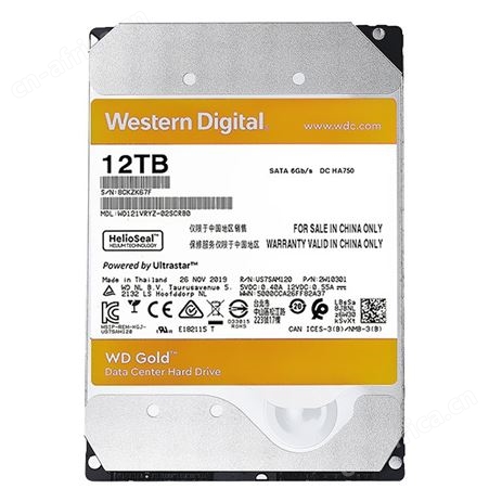 西数WD WD121VRYZ 12T 金盘企业级机械硬盘NAS网络存储SATA7200转