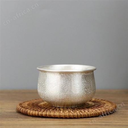 手工纯银茶杯999主人品茗杯带手柄银杯子茶具大容量喝茶水杯