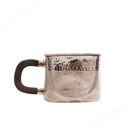 檀木手柄纯银茶杯999主人品茗杯银杯子茶具大容量喝茶水杯