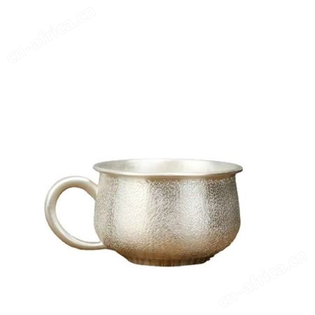 手工纯银茶杯999主人品茗杯带手柄银杯子茶具大容量喝茶水杯