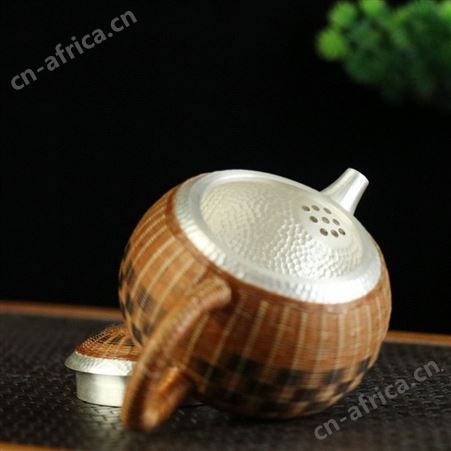 竹编手工银茶具套装999纯银泡茶壶家用功夫烧水煮茶壶全套银茶壶