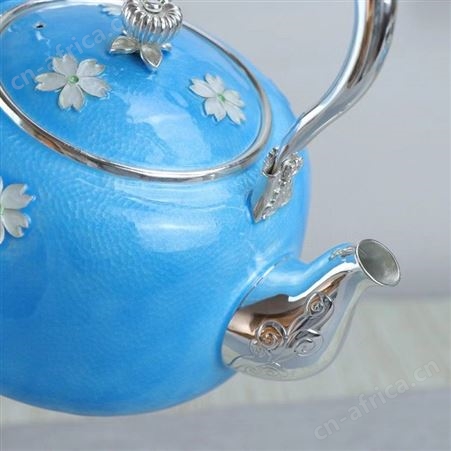 珐琅彩银茶具套装纯银999泡茶水壶家用烧水煮茶器纯手工茶道银器