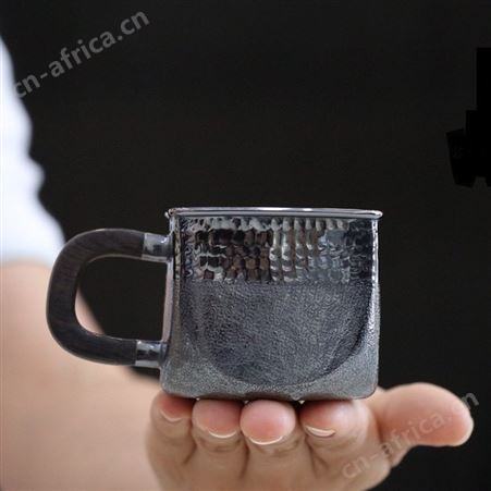 檀木手柄纯银茶杯999主人品茗杯银杯子茶具大容量喝茶水杯
