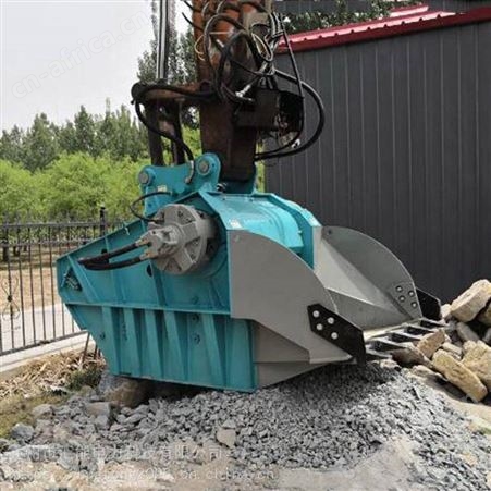 挤压式SP-15双轴破碎斗高频钩机挤压碎石斗楼板水泥块钢筋粉碎斗